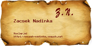 Zacsek Nadinka névjegykártya